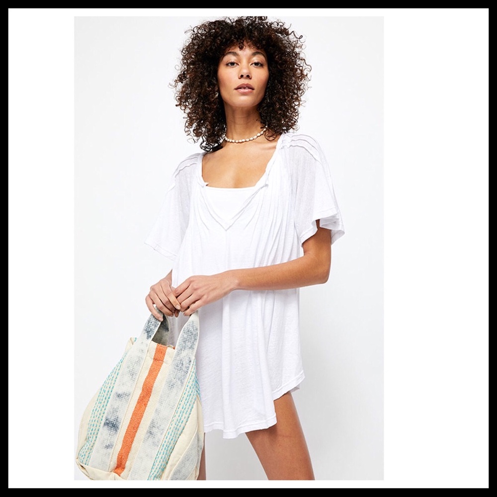 FREE PEOPLE BOHO TUNIC FLOWY MINI DRESS A2C - Picture 2 of 16